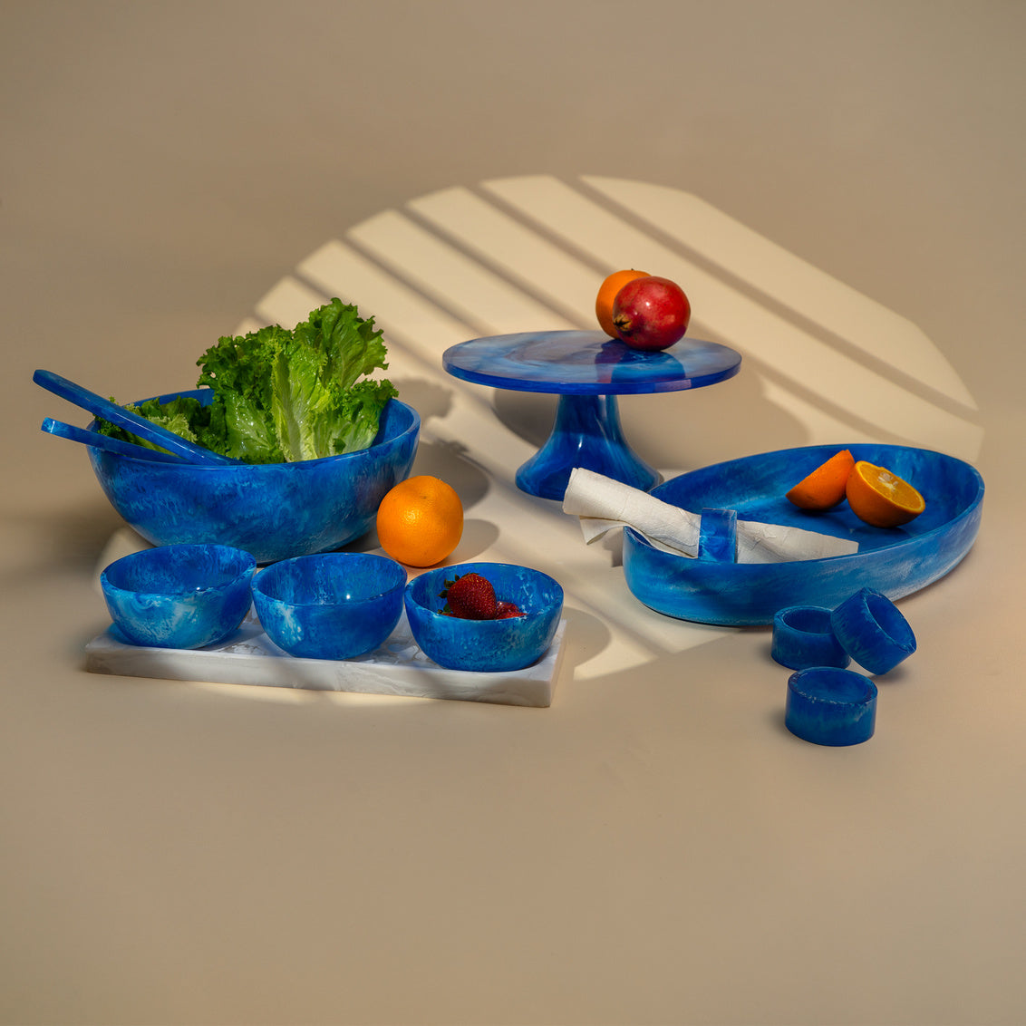 Radiant Resin Salad Servers Blue