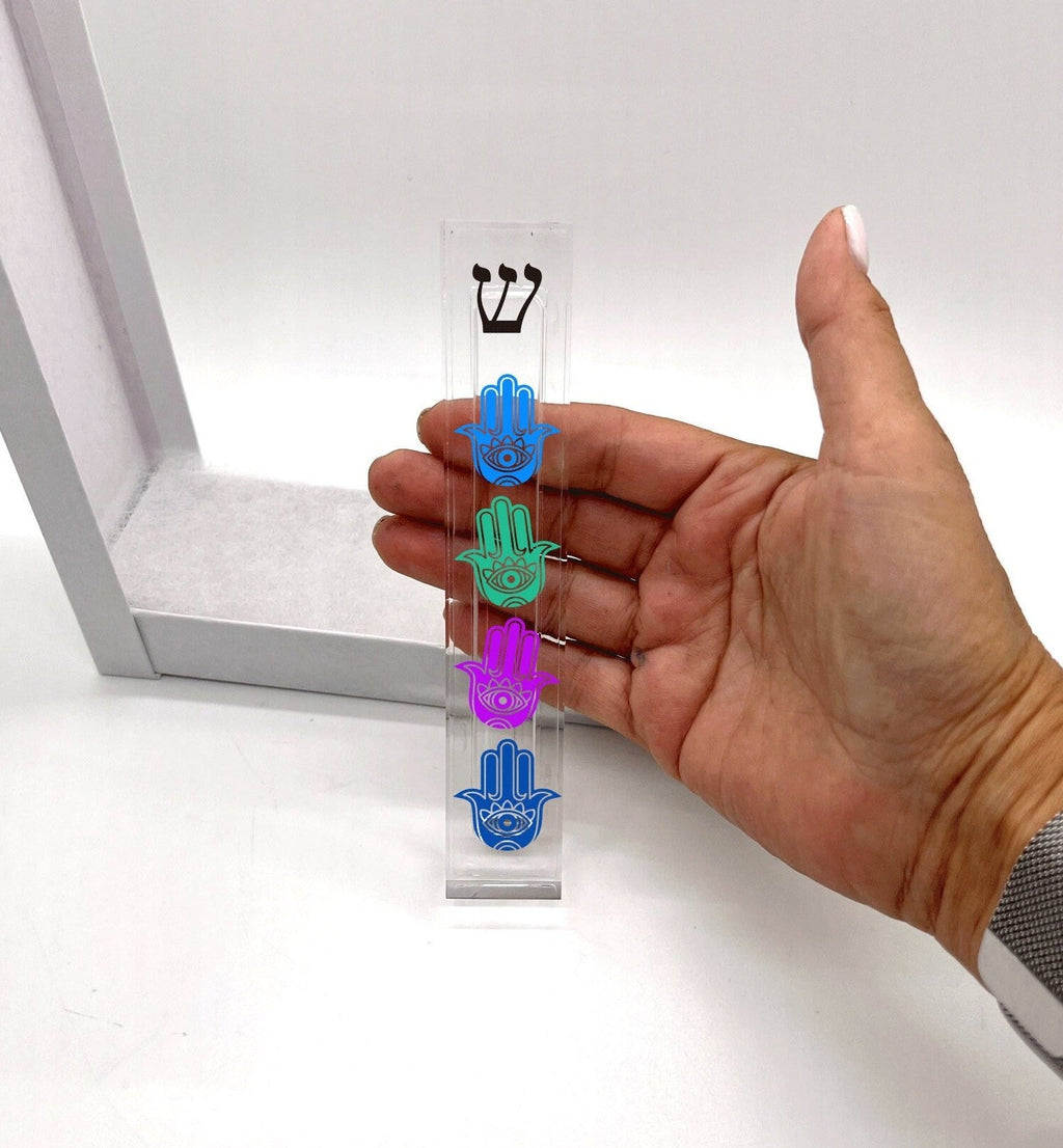 Hamsa Mezuzah - Acrylic Lucite Mezuzah