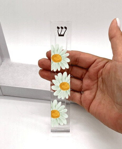Daisy Flower Mezuzah - with or without name