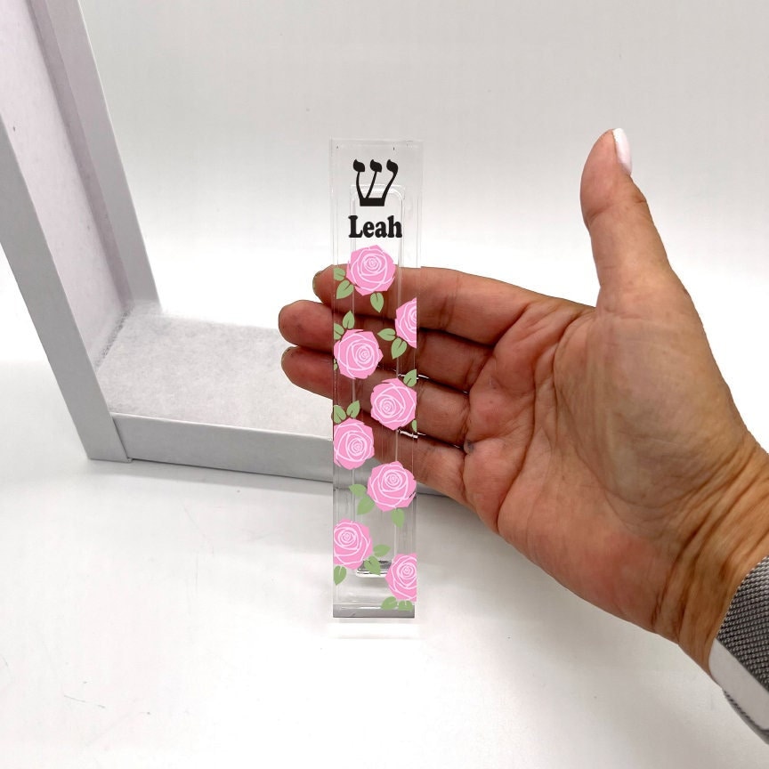 Mezuzah - Pink Roses Mezuzah - With or without name