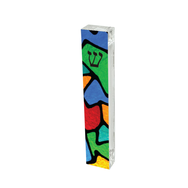 Mezuzah - Stained Glass Look Acrylic Mezuzah