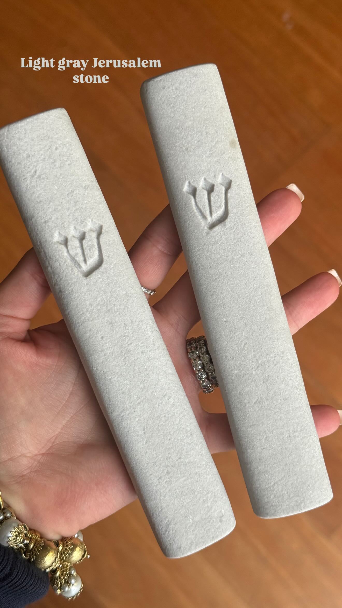 Jerusalem Stone Mezuzah – Light Grey