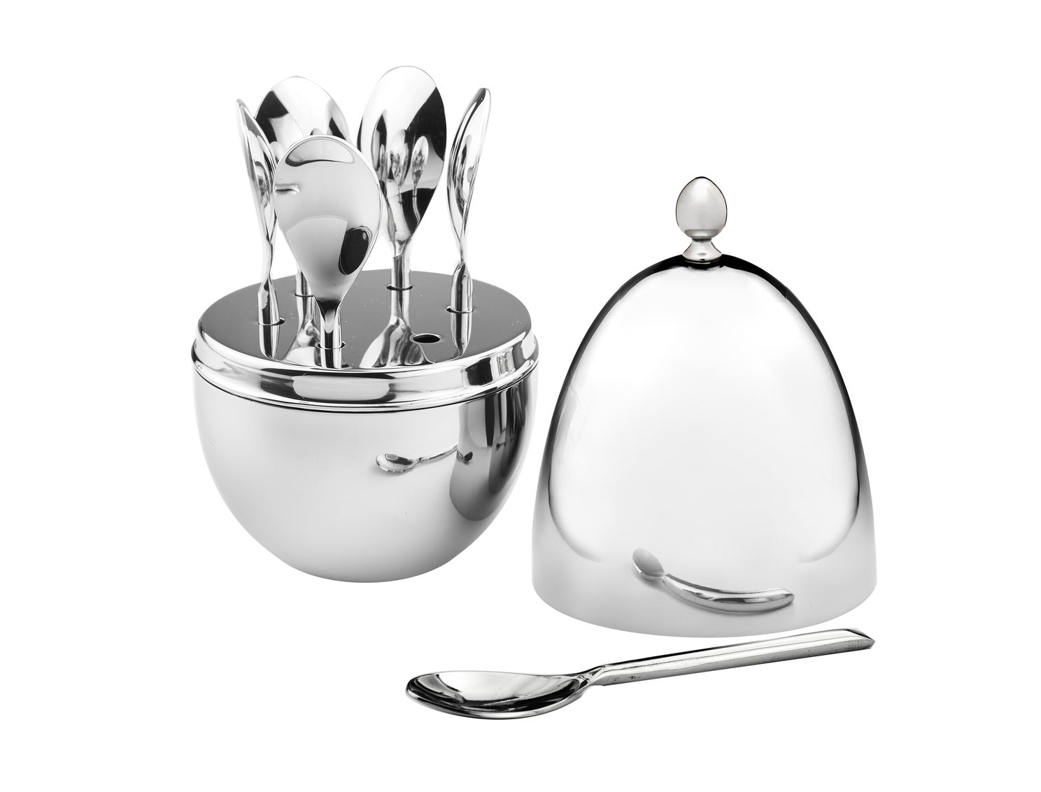Egg Domed Holder with 6 Spoons