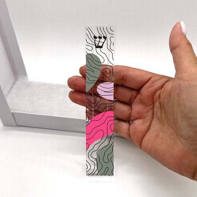 Personalized Abstract Mezuzah - Pink and Green - With or without name