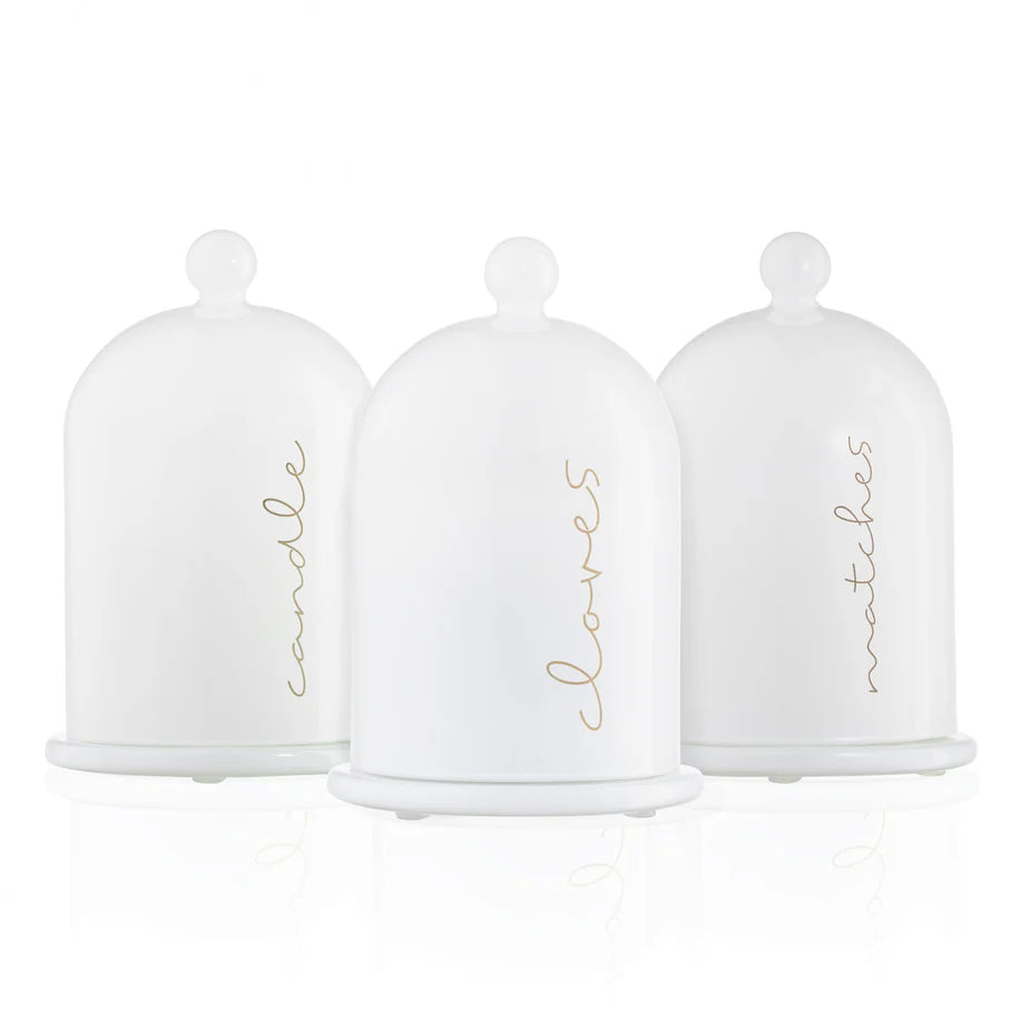 GLASS CLOCHE HAVDALAH SET | White & Gold