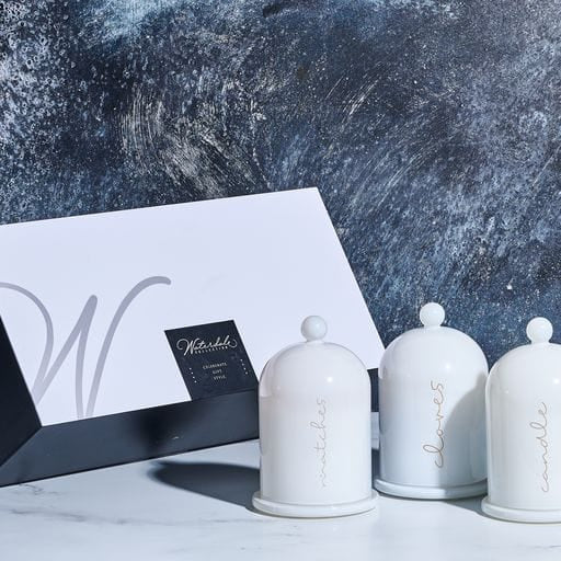 GLASS CLOCHE HAVDALAH SET | White & Gold