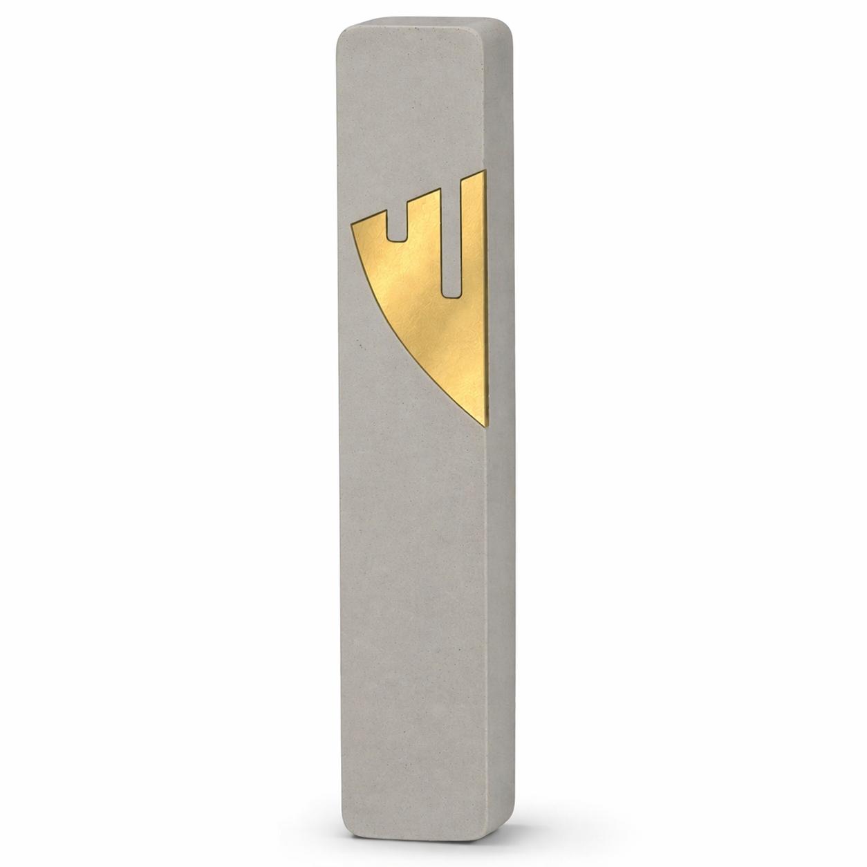 Concrete Mezuzah | Gold Shin
