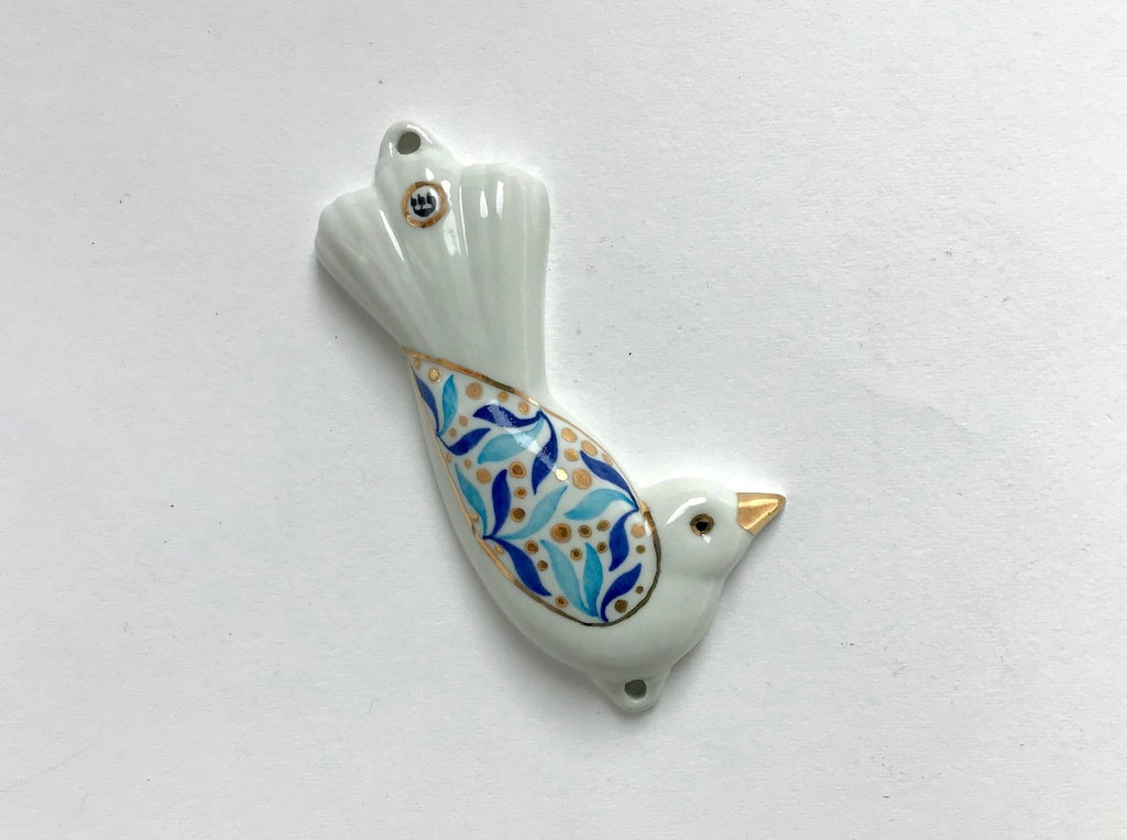 Porcelain White Bird Mezuzah