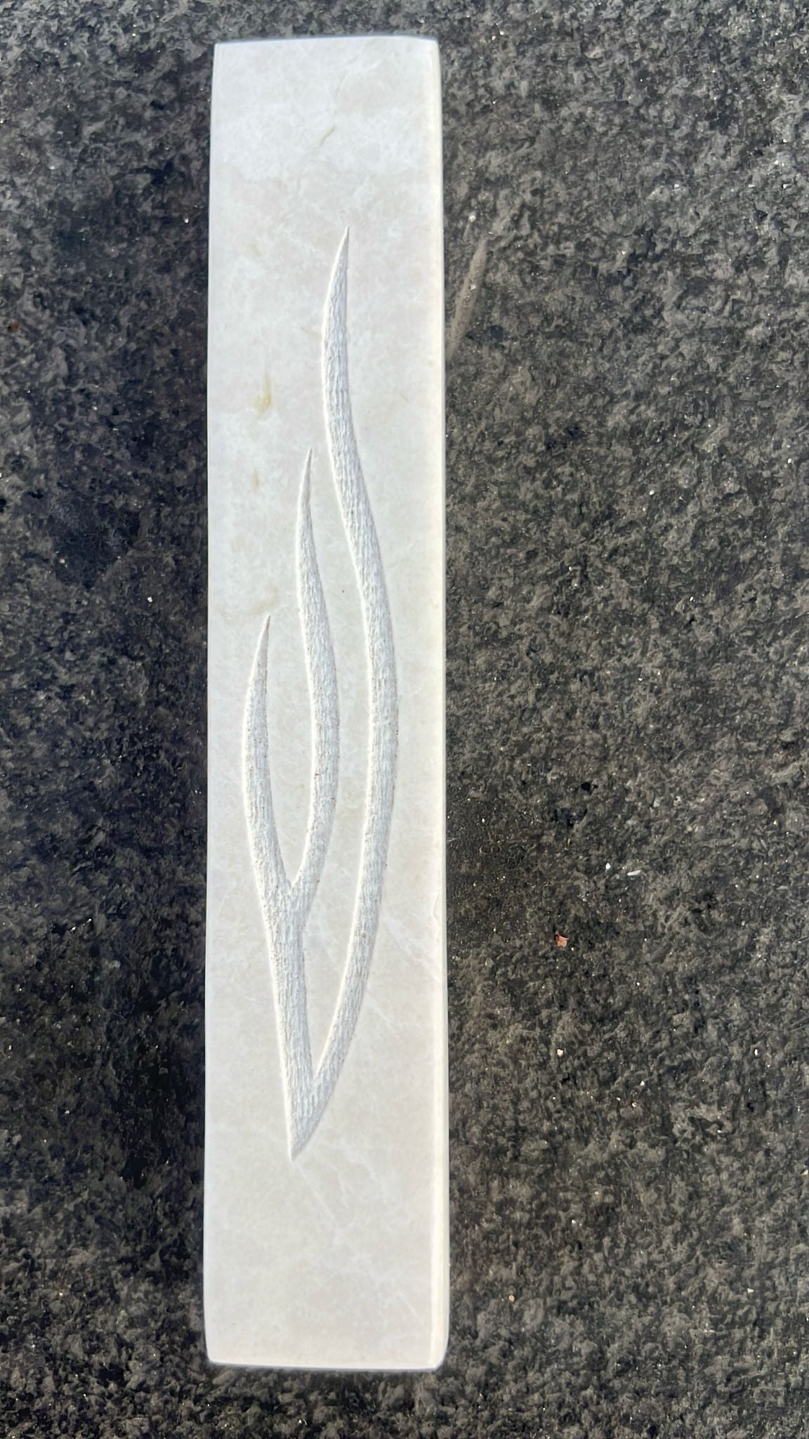 Jerusalem Stone Mezuzah – Engraved Stone Built Fire Shin