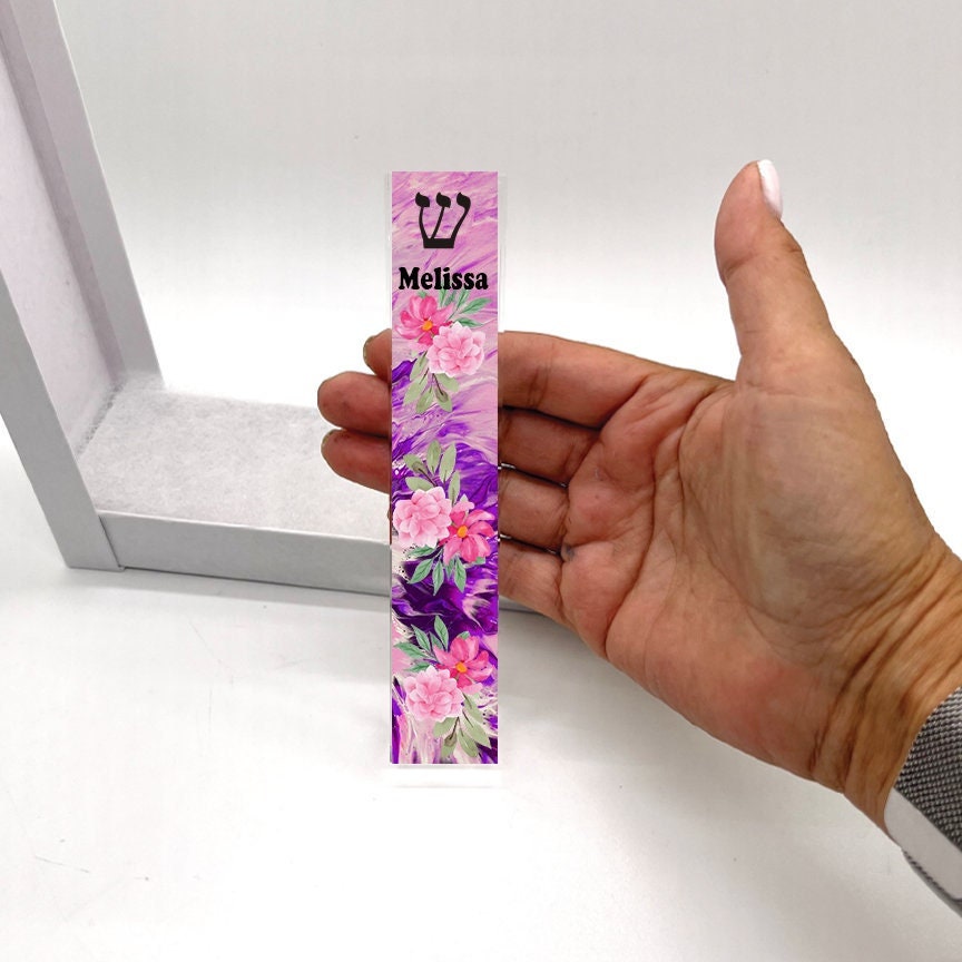 Mezuzah - Pink Flower Mezuzah - With or without Name
