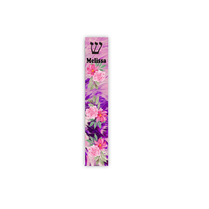 Mezuzah - Pink Flower Mezuzah - With or without Name
