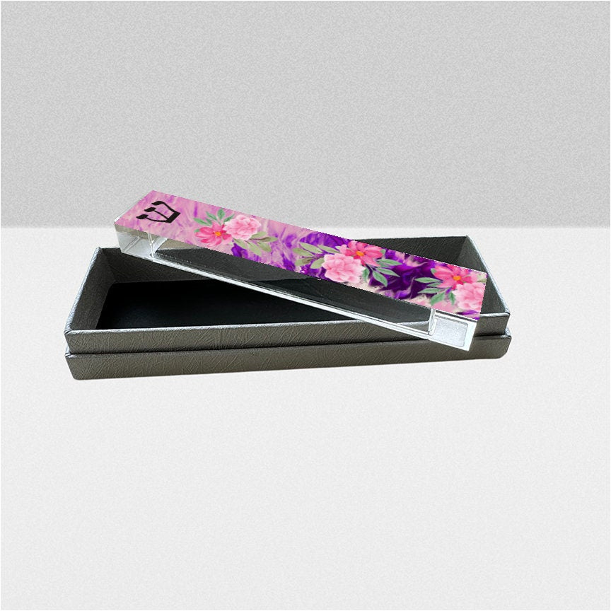 Mezuzah - Pink Flower Mezuzah - With or without Name