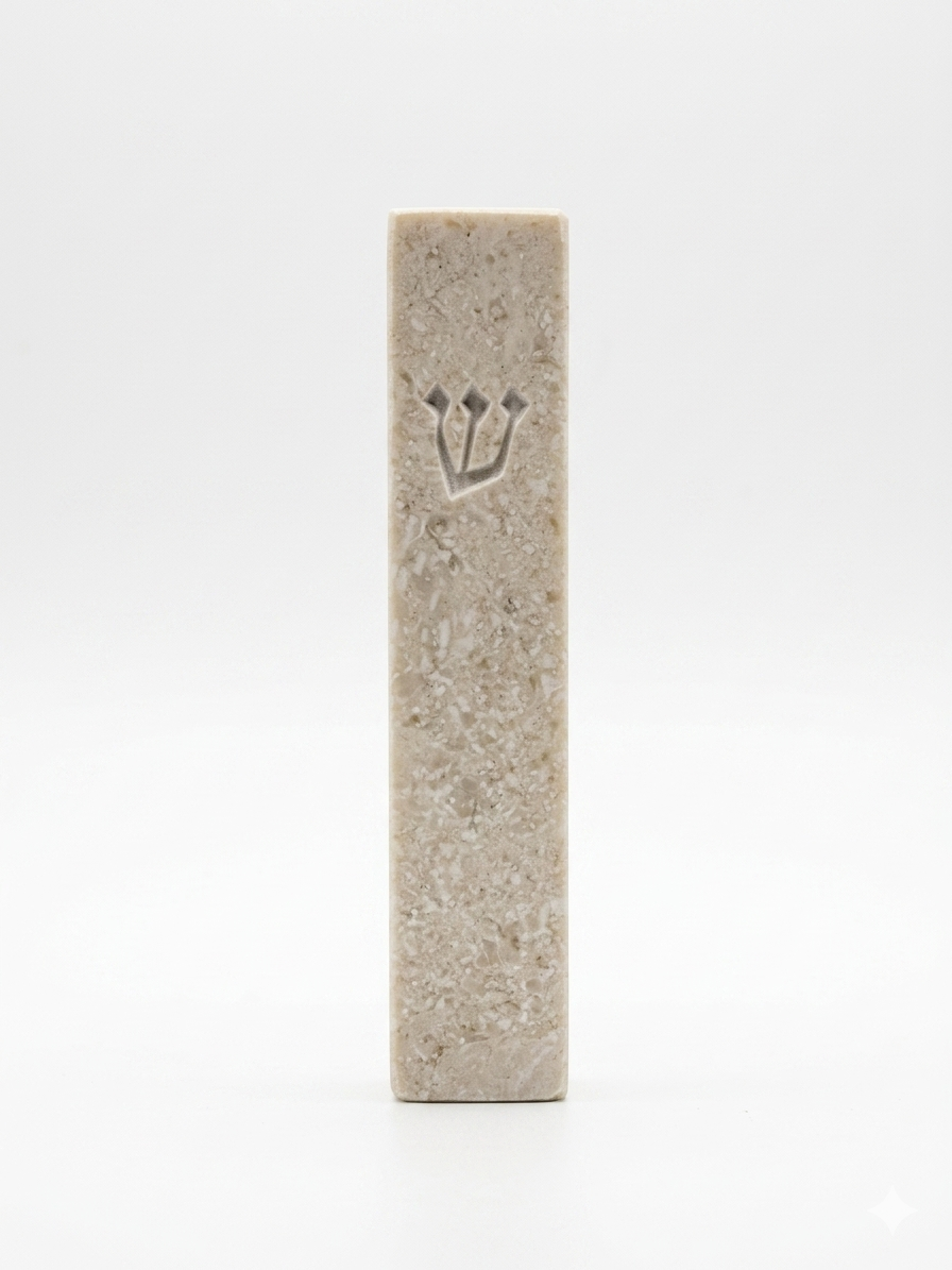 Jerusalem Stone Mezuzah- Smooth Plain Shin