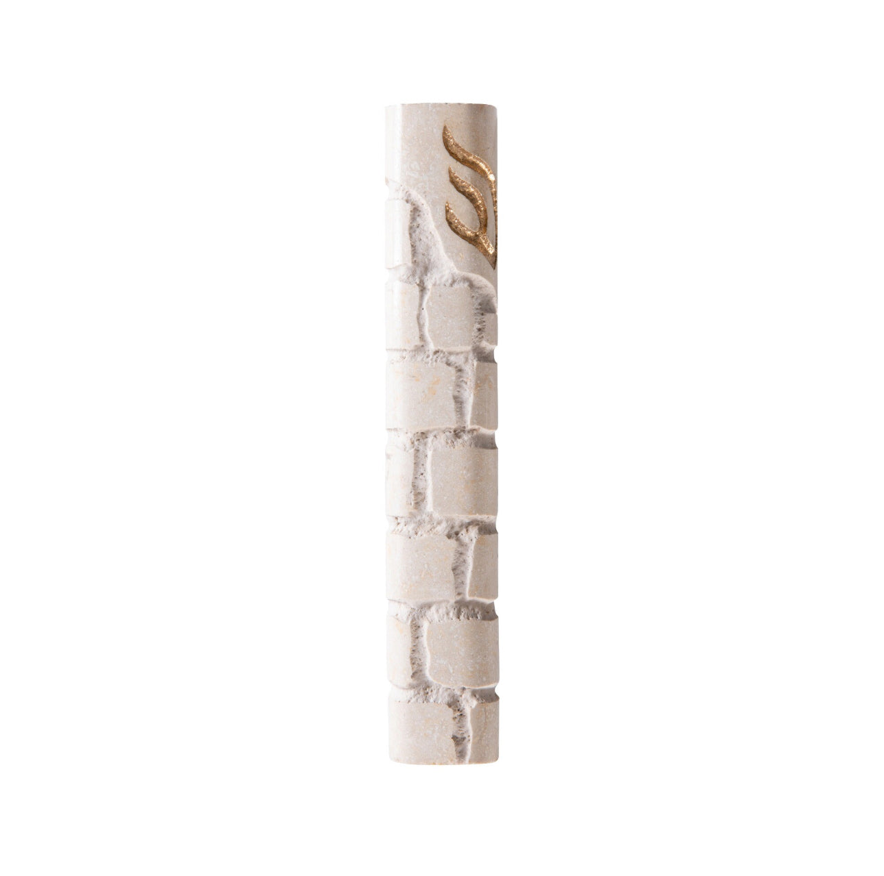 Jerusalem Stone Mezuzah – Beige Rounded Side Shin