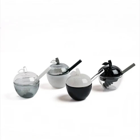 Black & White Honey Dish Set of 4