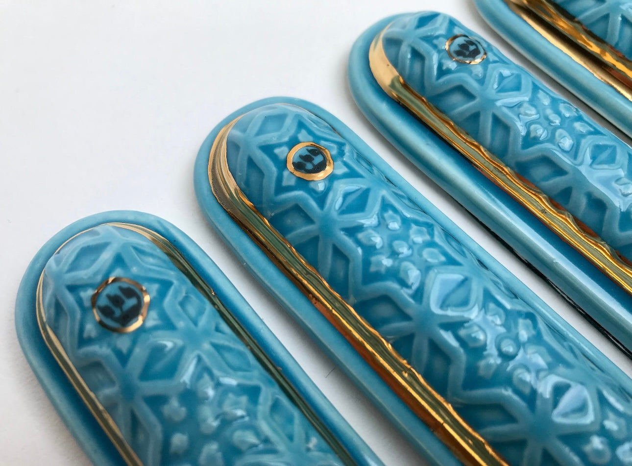 Blue & Gold Porcelain Mezuzah