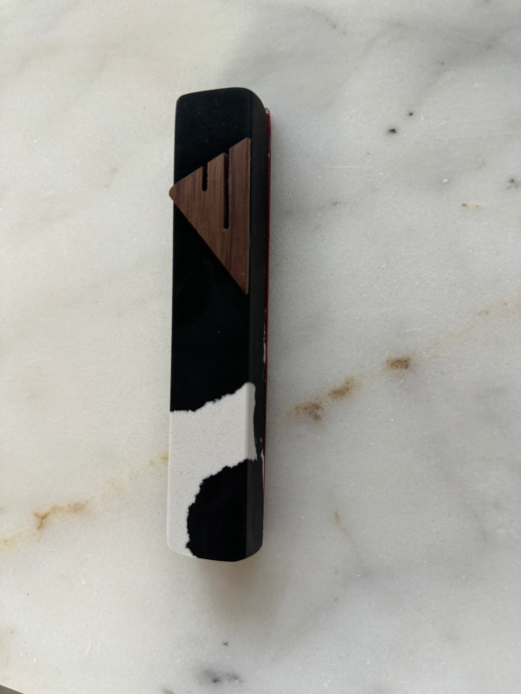 Zebra Stone Mezuzah | Mahogany Shin