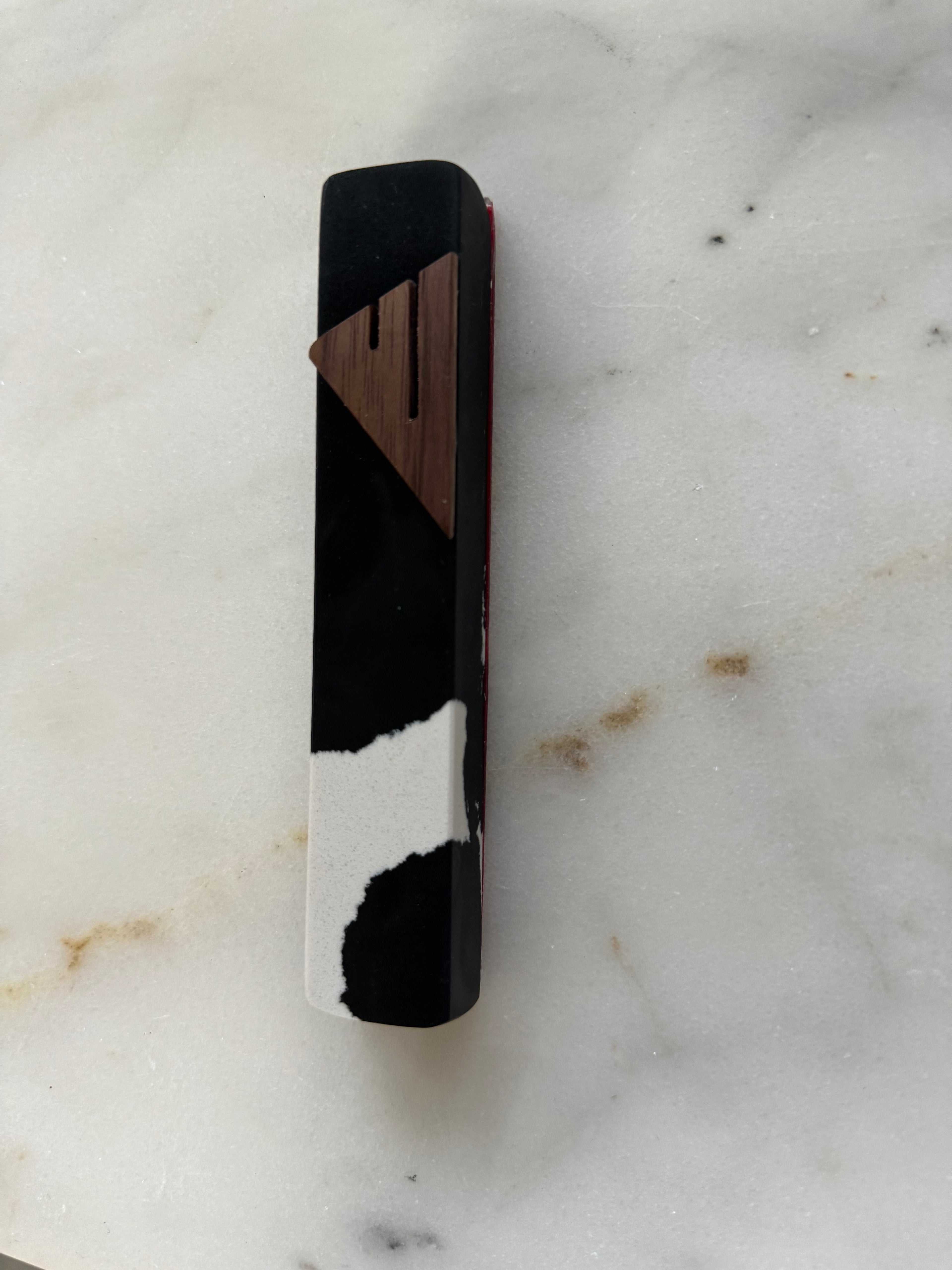 Zebra Stone Mezuzah | Mahogany Shin
