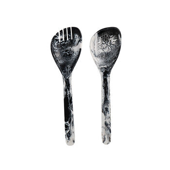 Radiant Resin Salad Servers Black & White