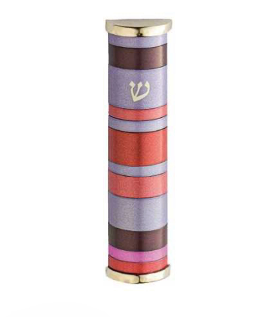 Pink And Purple Rings Aluminum Mezuzah Case - 10cm
