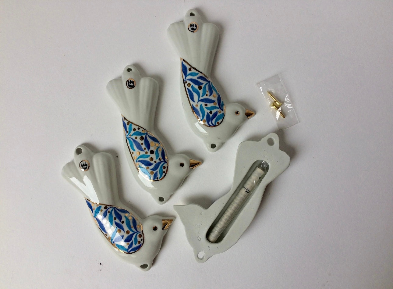 Porcelain White Bird Mezuzah