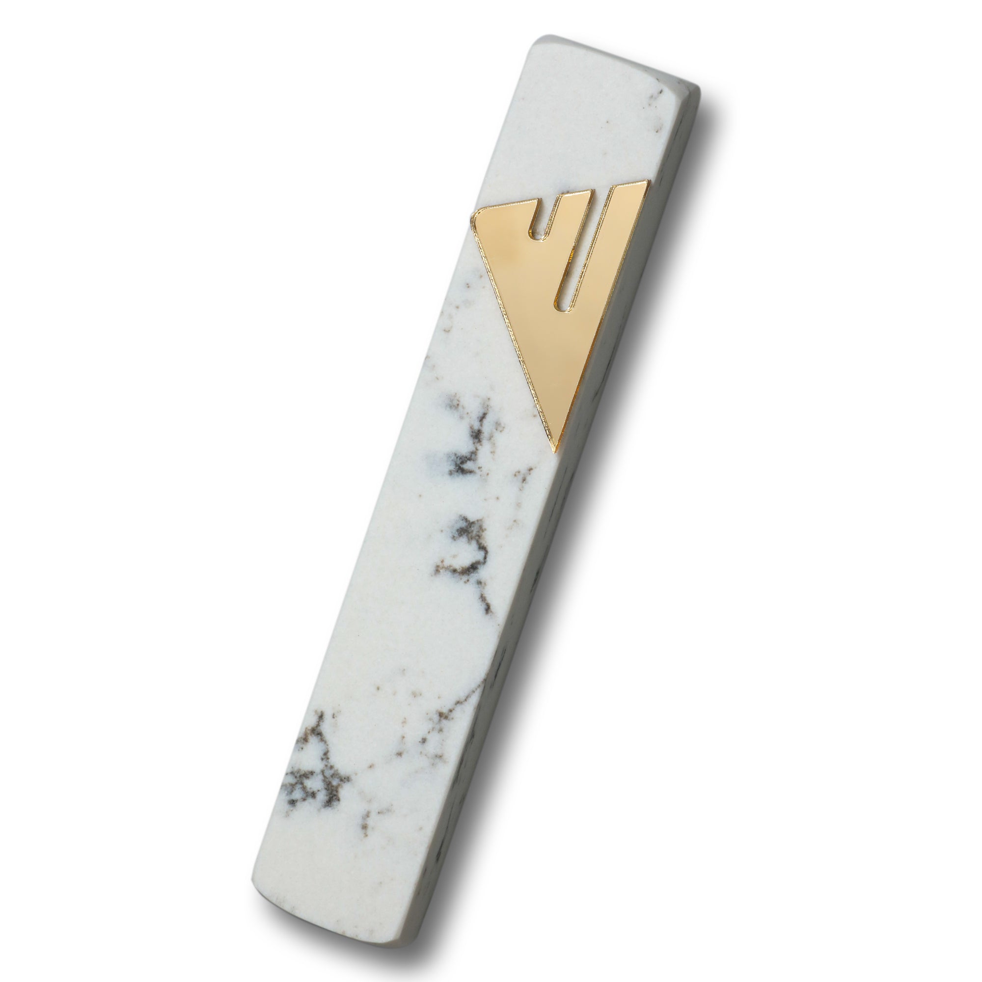 Carrara Mezuzah | Mirror Gold Shin
