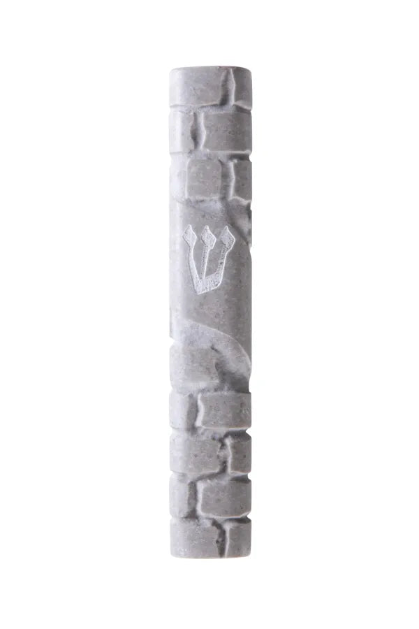 Jerusalem Stone Mezuzah – Grey Rounded Wave