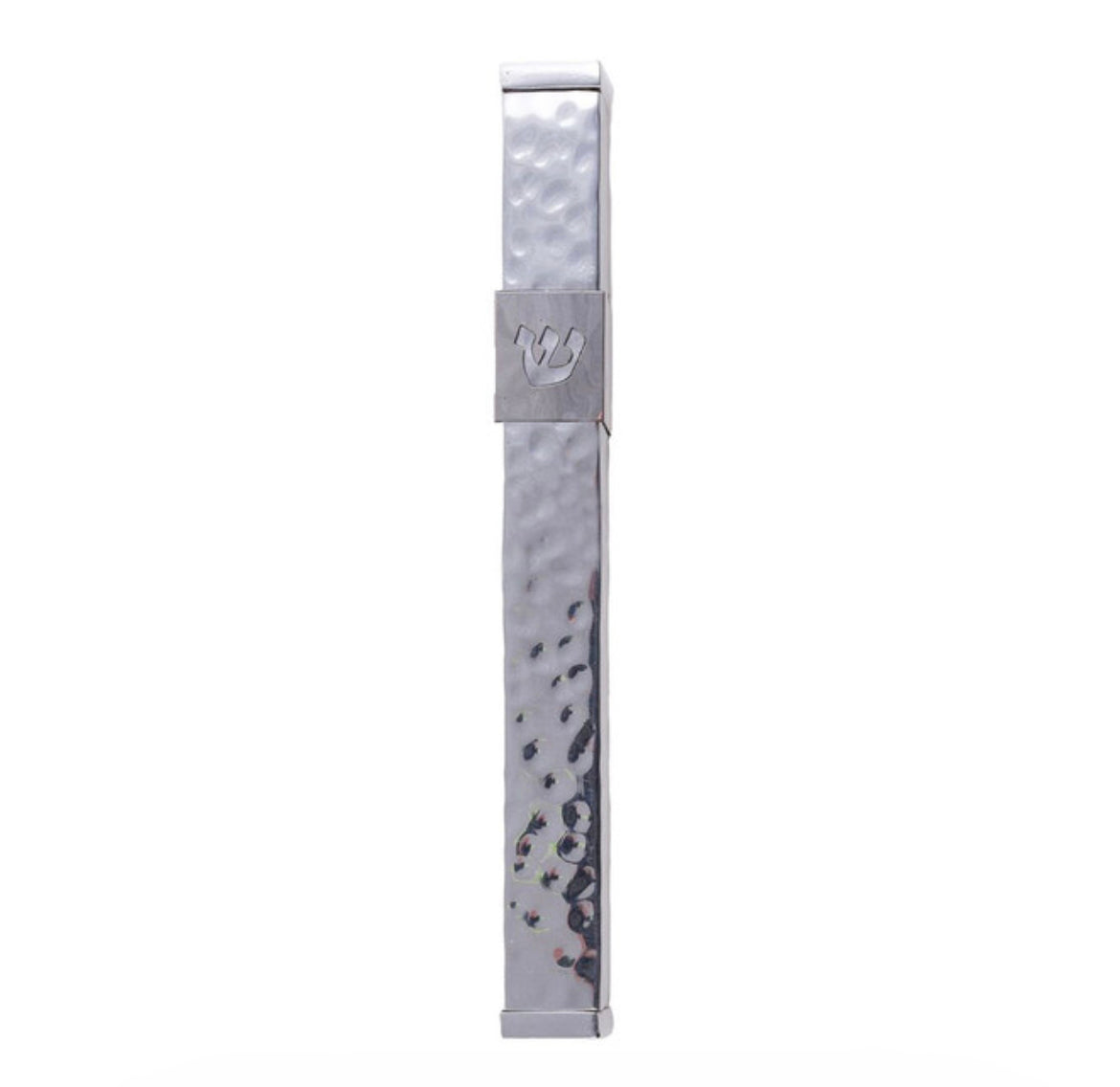 Hammered Mezuzah Case Shin Stainless Steel 12 cm - Silver