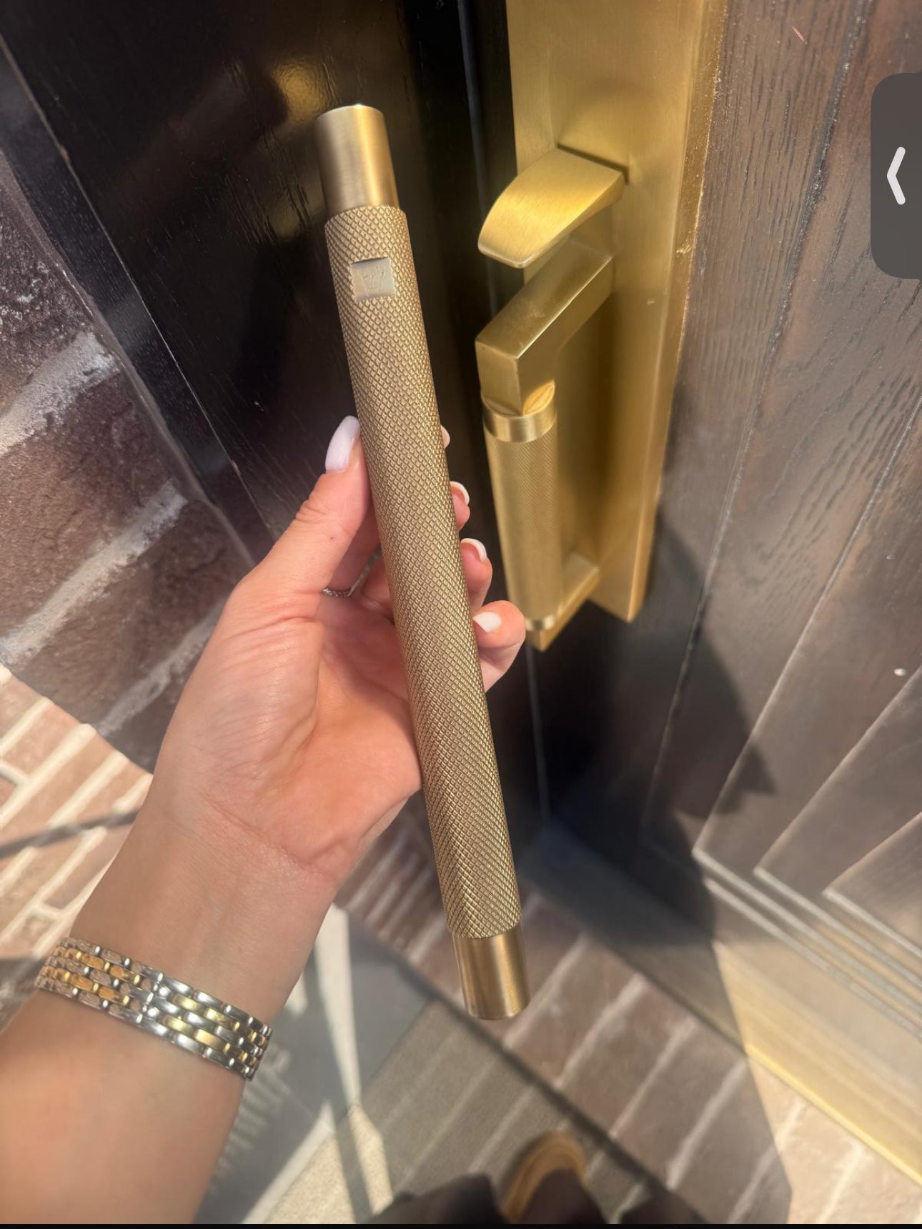 Textured Mezuzah with Stamped Shin | Light Brass