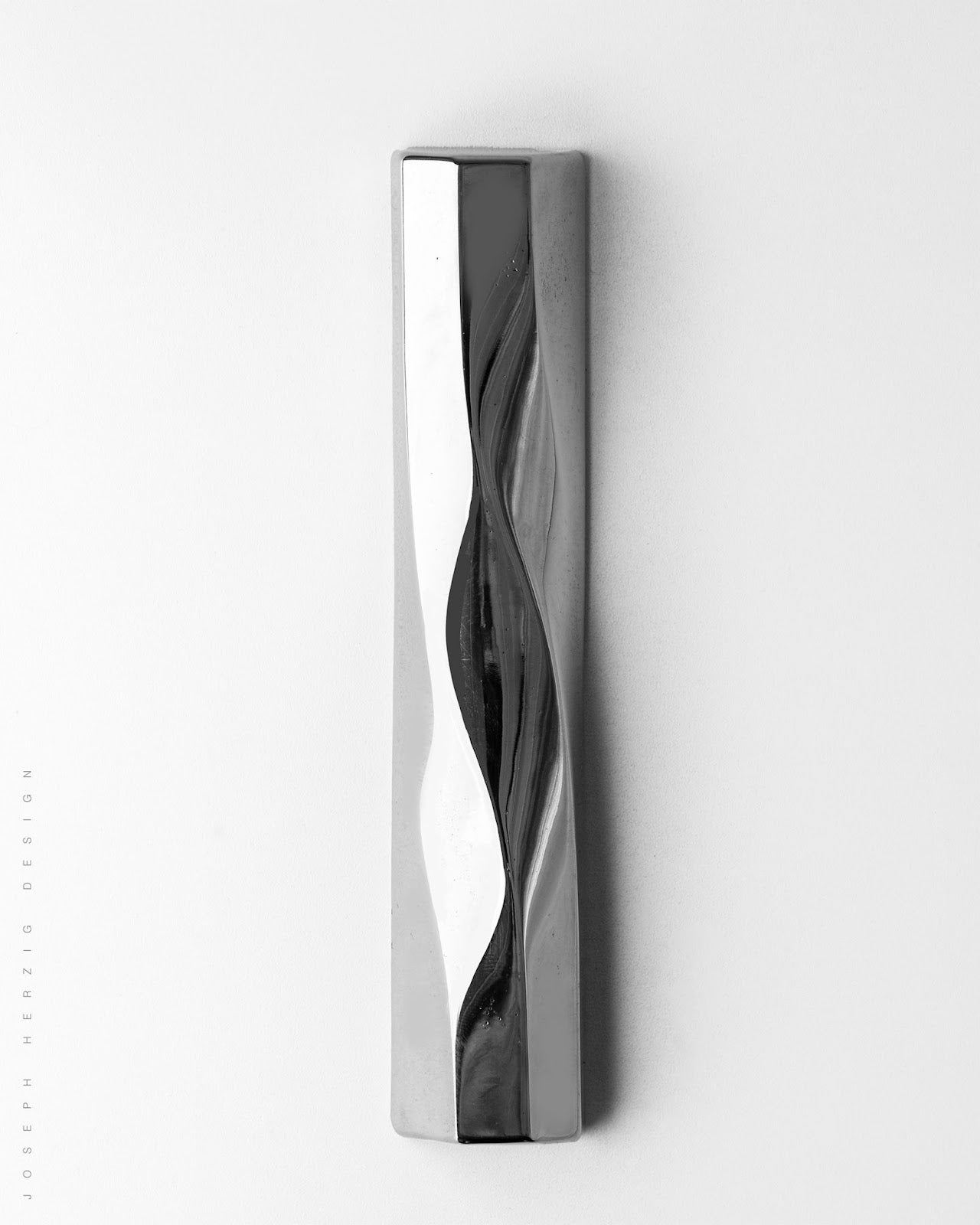 WAVE mezuzah- Polished Silver