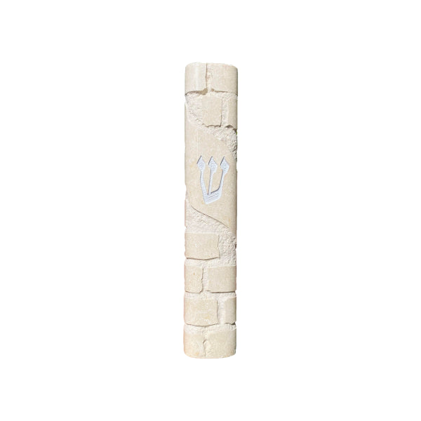 Jerusalem Stone Mezuzah – Beige Rounded Wave
