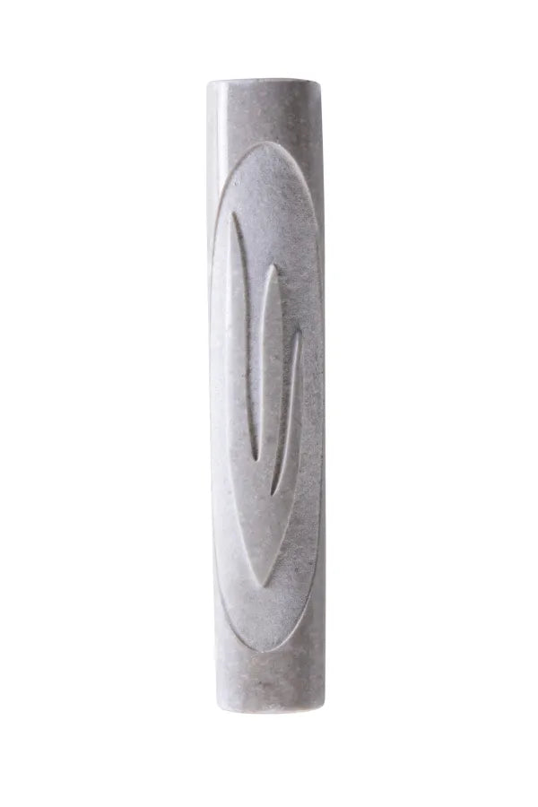 Jerusalem Stone Mezuzah – Grey Oval Hammered Shin