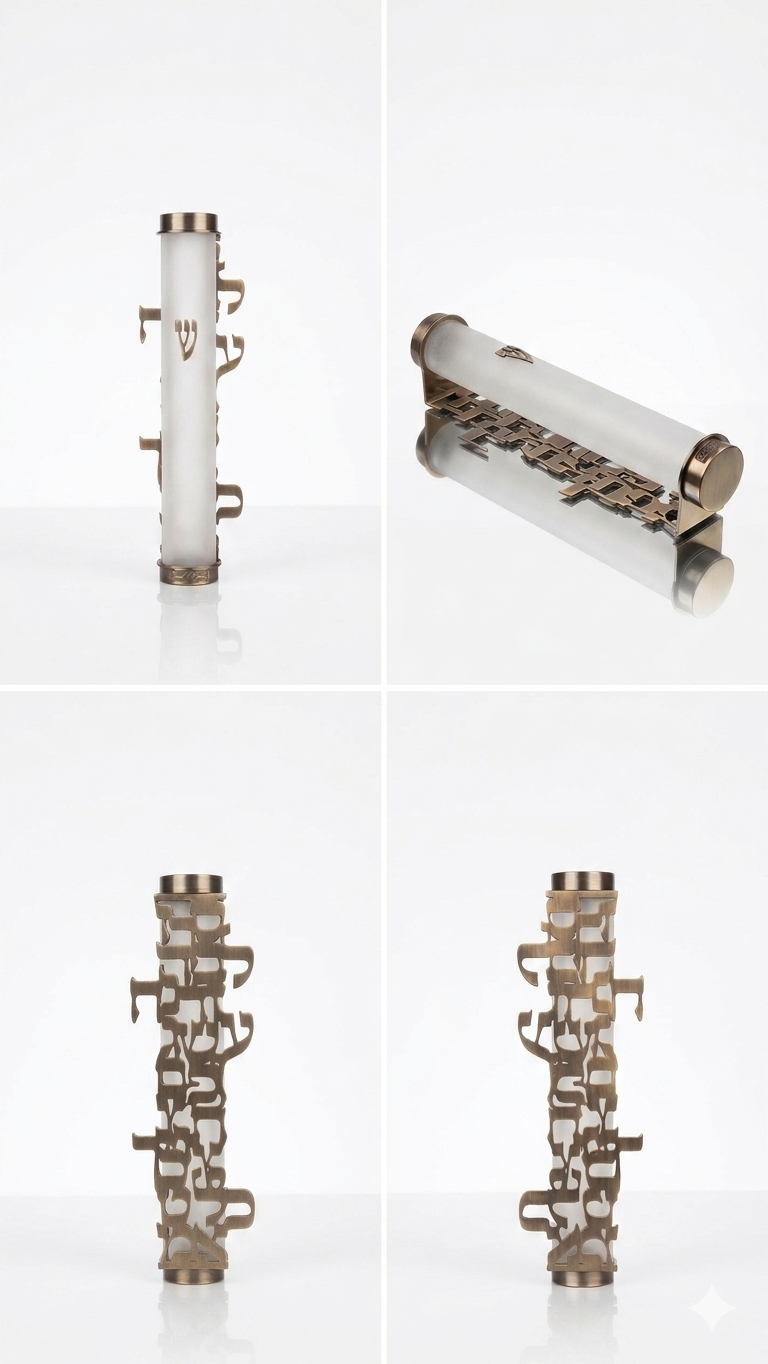Case for mezuzah "Hebrew Letters"  Frosted