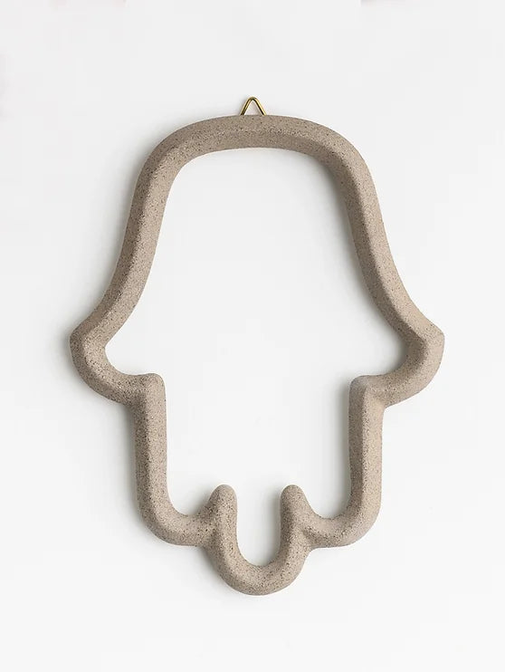 Ceramic Hamsa Dotted Grey