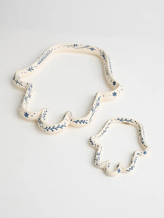 Ceramic Hamsa White & Blue Illustration