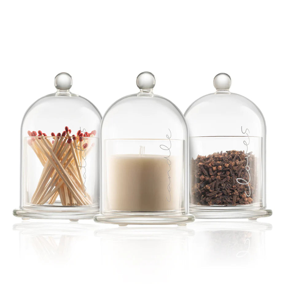 GLASS CLOCHE HAVDALAH SET | Clear & Silver