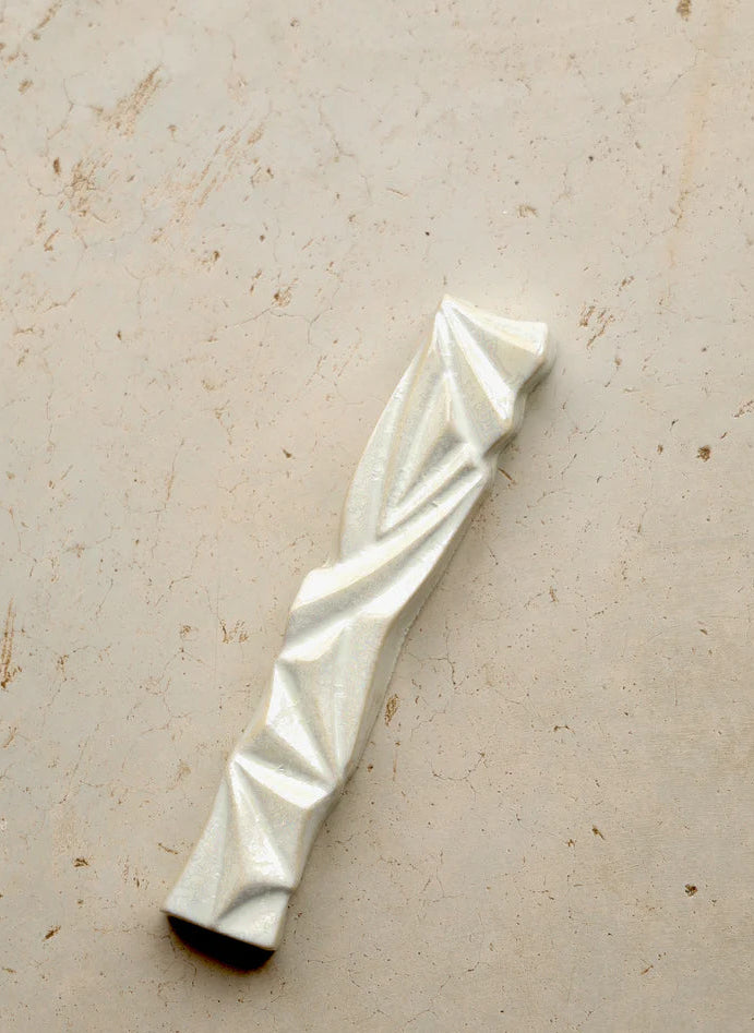 Ceramic mezuzah "Diamond" white-cream color