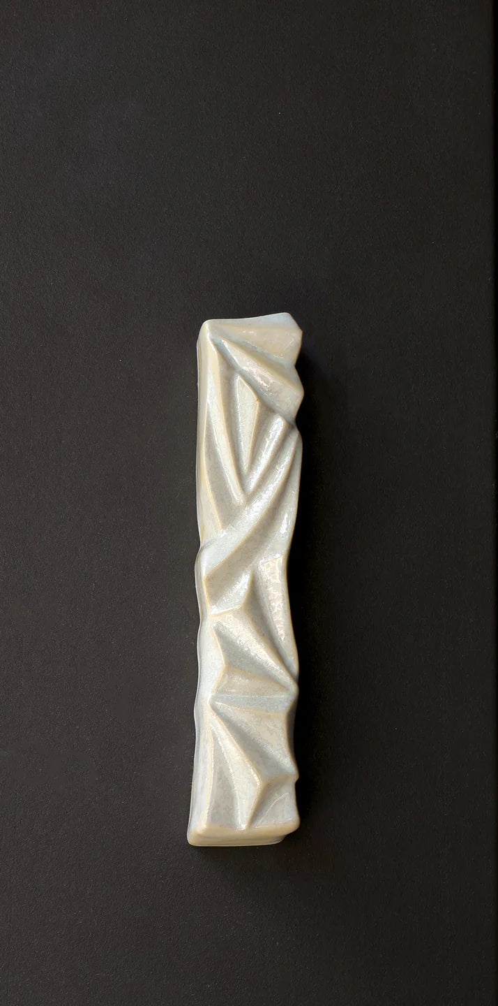 Ceramic mezuzah "Diamond" white-cream color