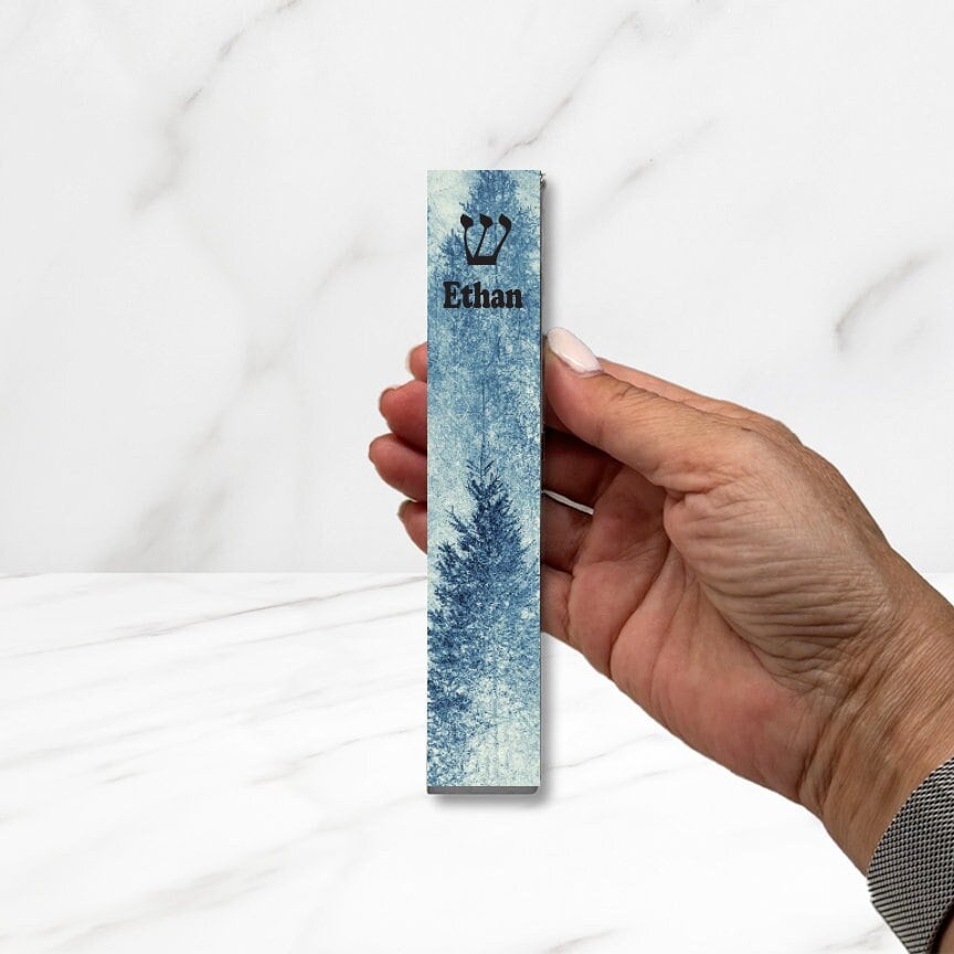 Blue Forest Mezuzah - Personalized Acrylic Mezuzah