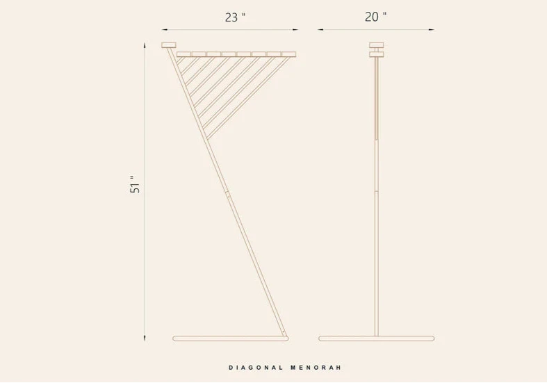 Diagonal Menorah | Copper