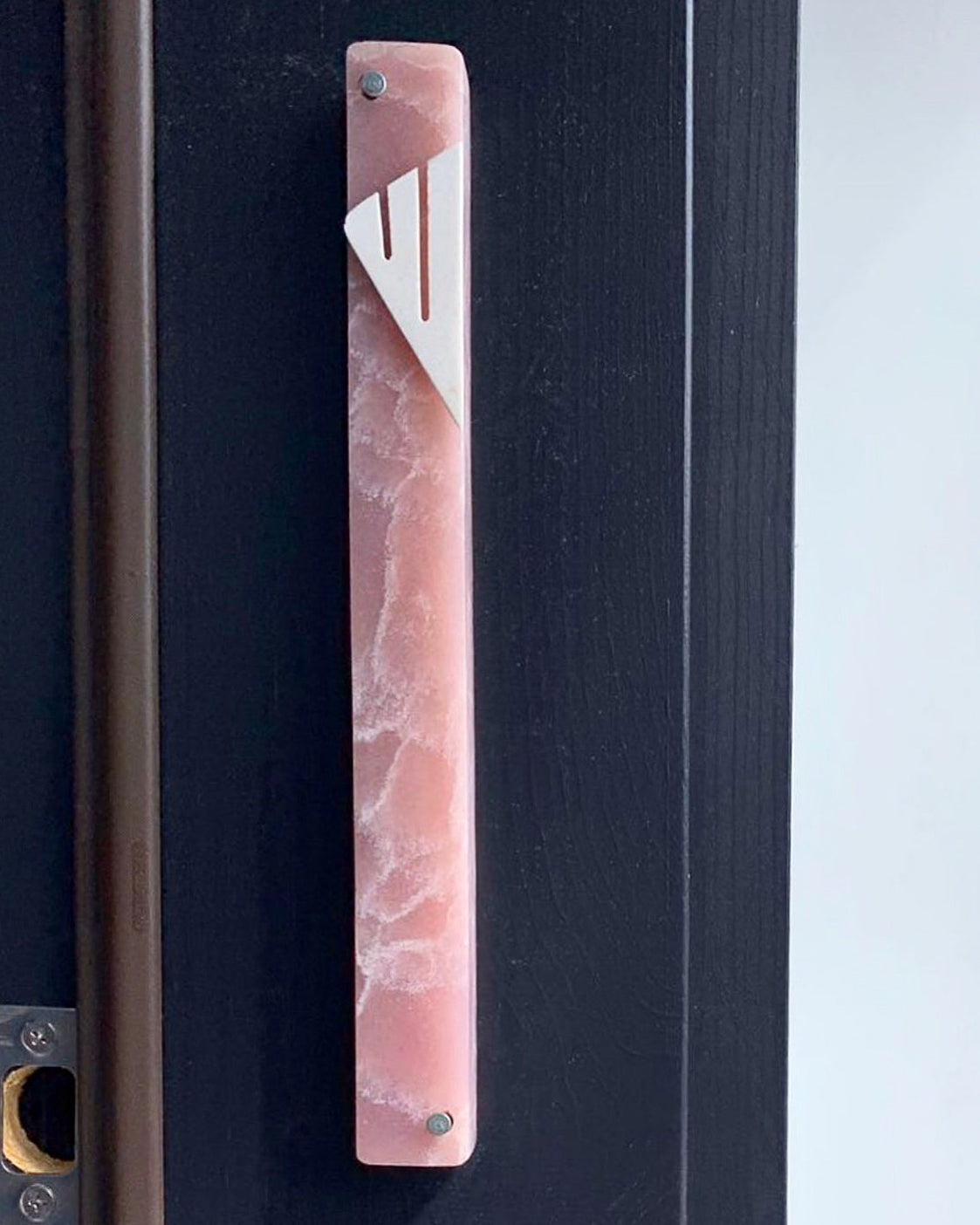 Rose Pink Quartz Mezuzah Carrara Shin
