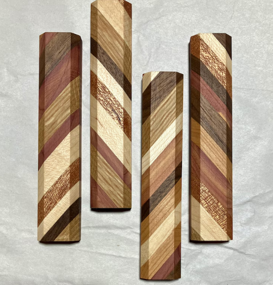 Handmade Colorful Modern Wood Mezuzah Case - Multicolored Diagonal Wide Stripes - Fits Medium Klaf (scroll) up to size 10 cm (4 inches)