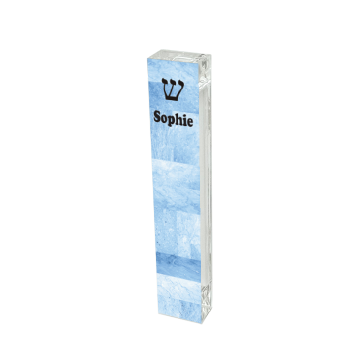 Personalized Shade of Blue Mezuzah - With or without name