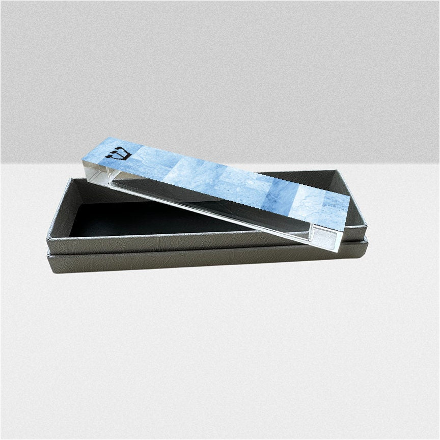 Personalized Shade of Blue Mezuzah - With or without name