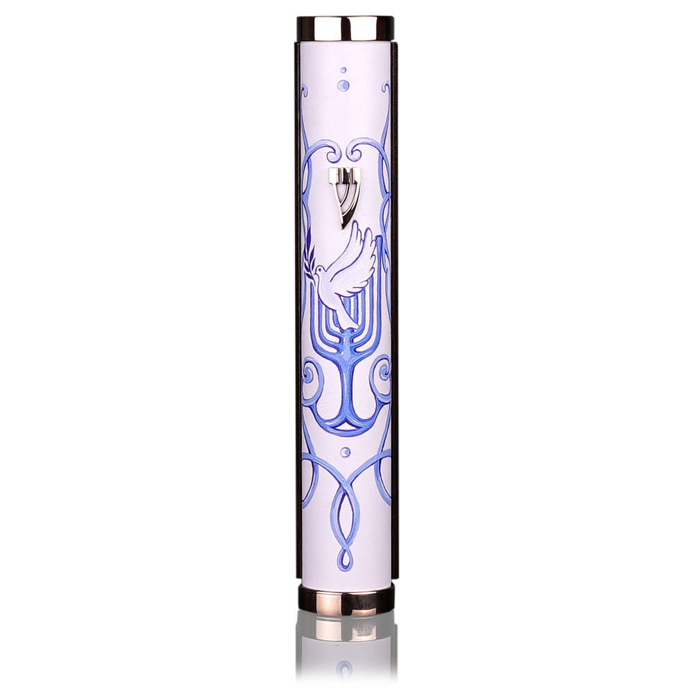 Case for Mezuzah “Jerusalem” Art pigeon and menorah Art Collection