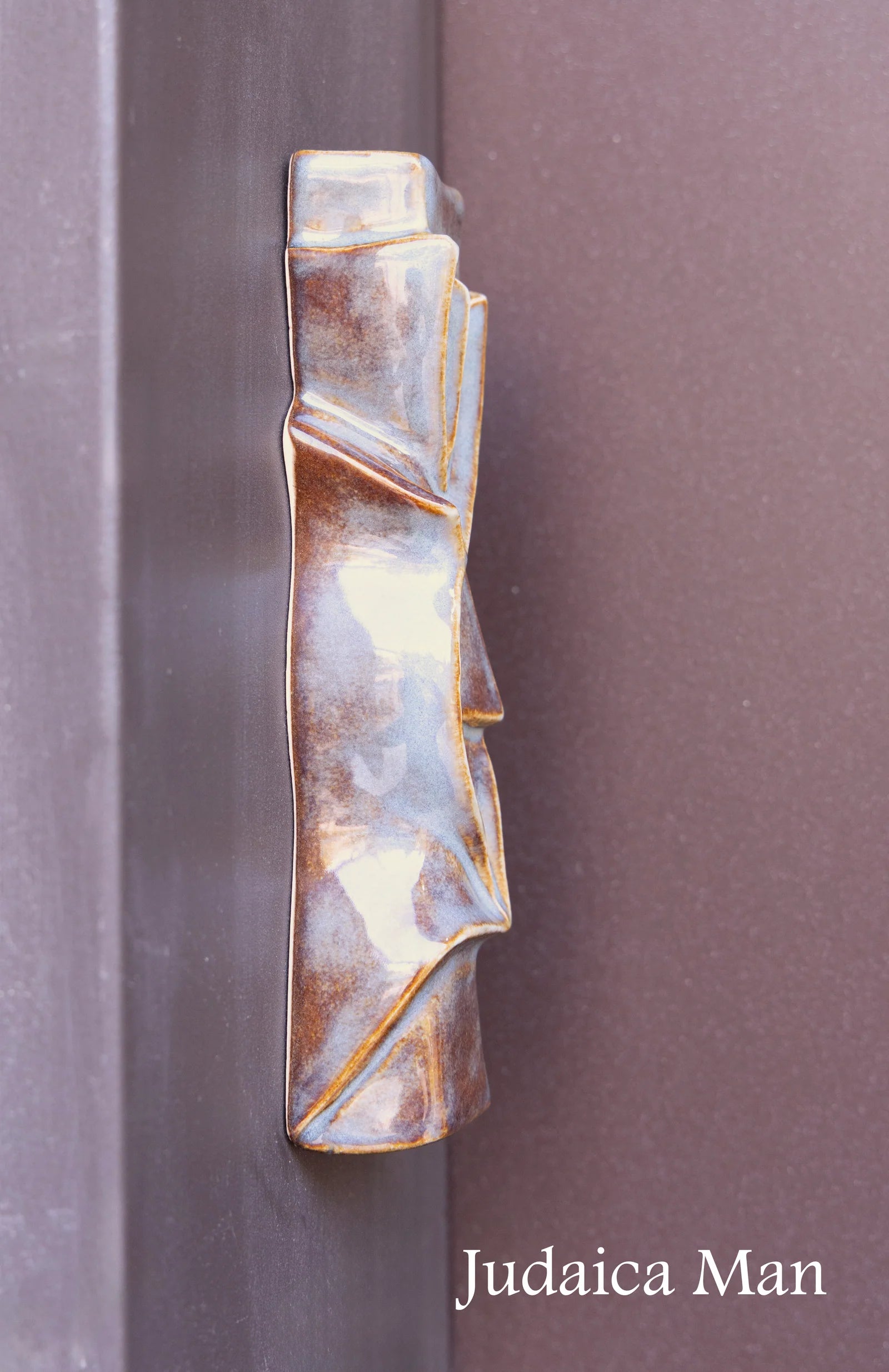 Ceramic Mezuzah case "Shema" blue color