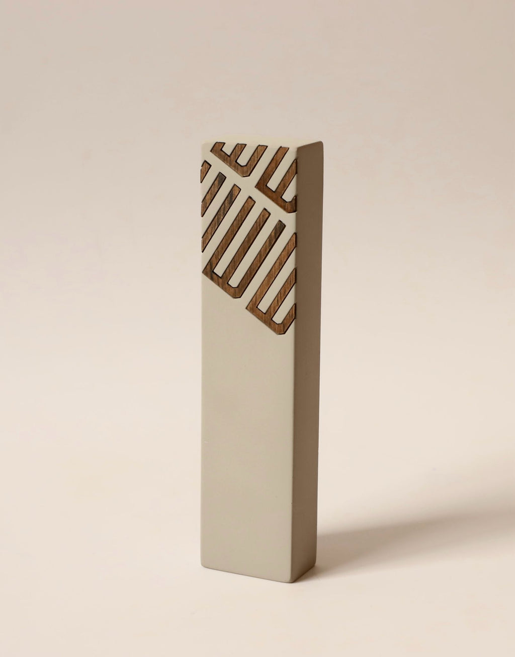 Light Grey CONCRETE AND WOOD MEZUZAH- DIAGONAL SHIN