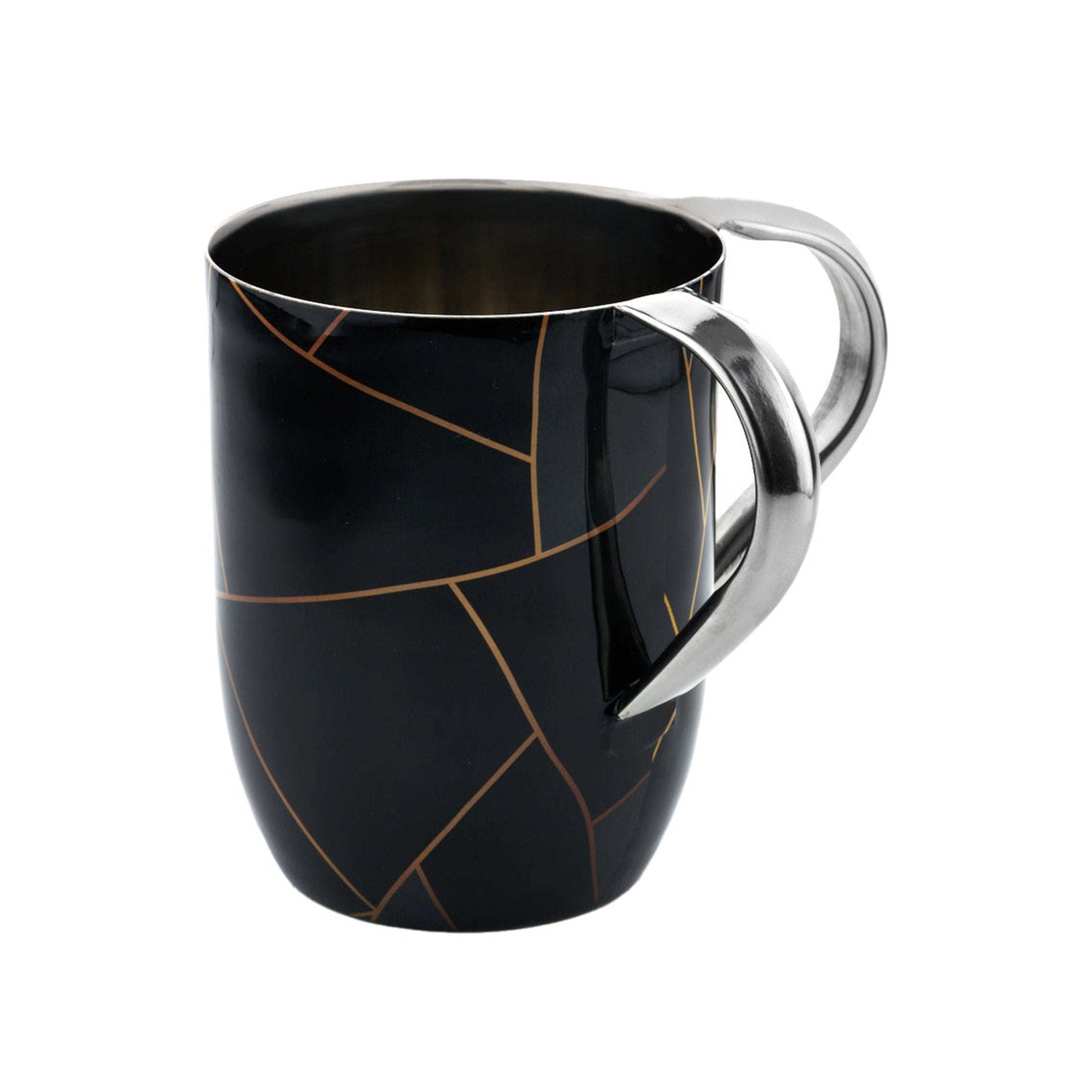 Abstract Lines Black & Gold Marble Wash Cup