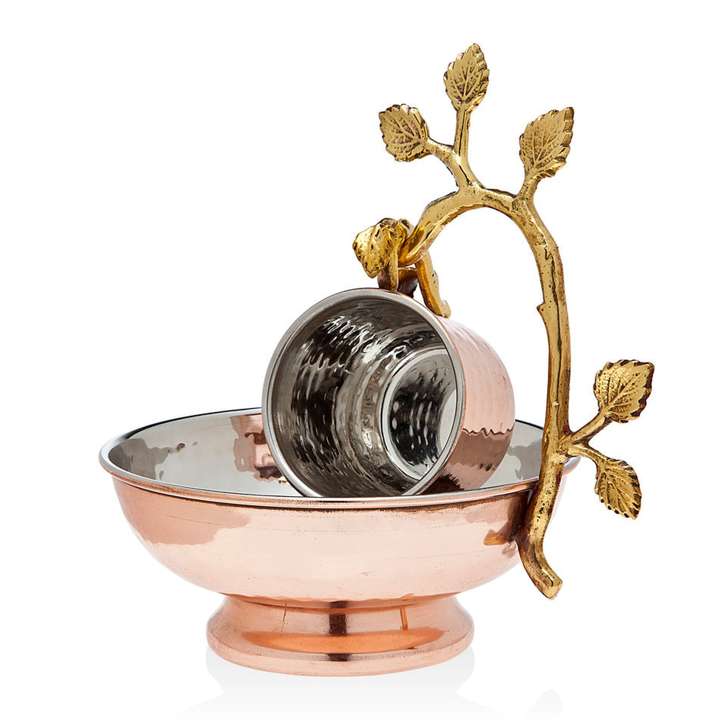 Leaf Copper Hanging Wash Cup & Bowl