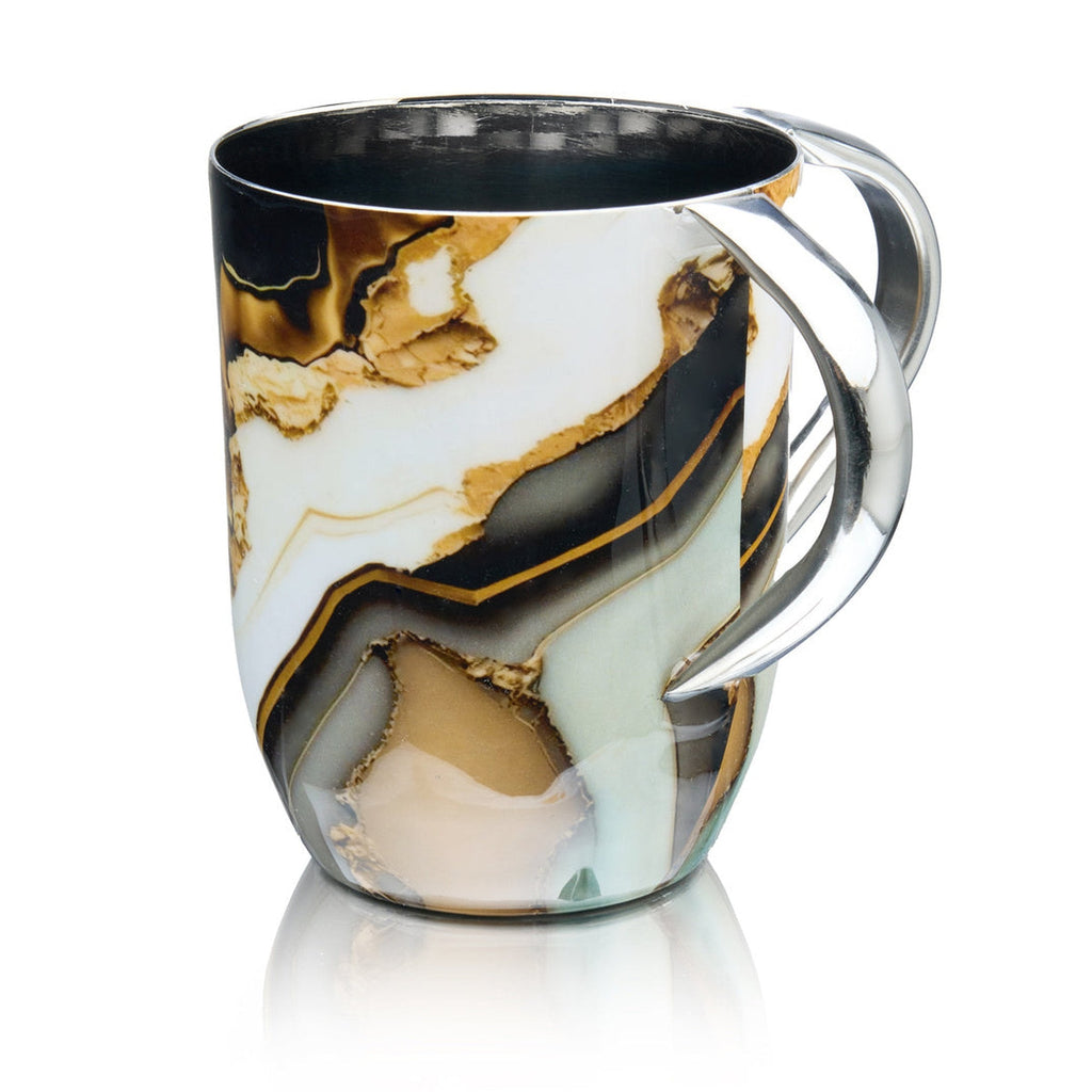 Abstract Black & Gold Marble Wash Cup